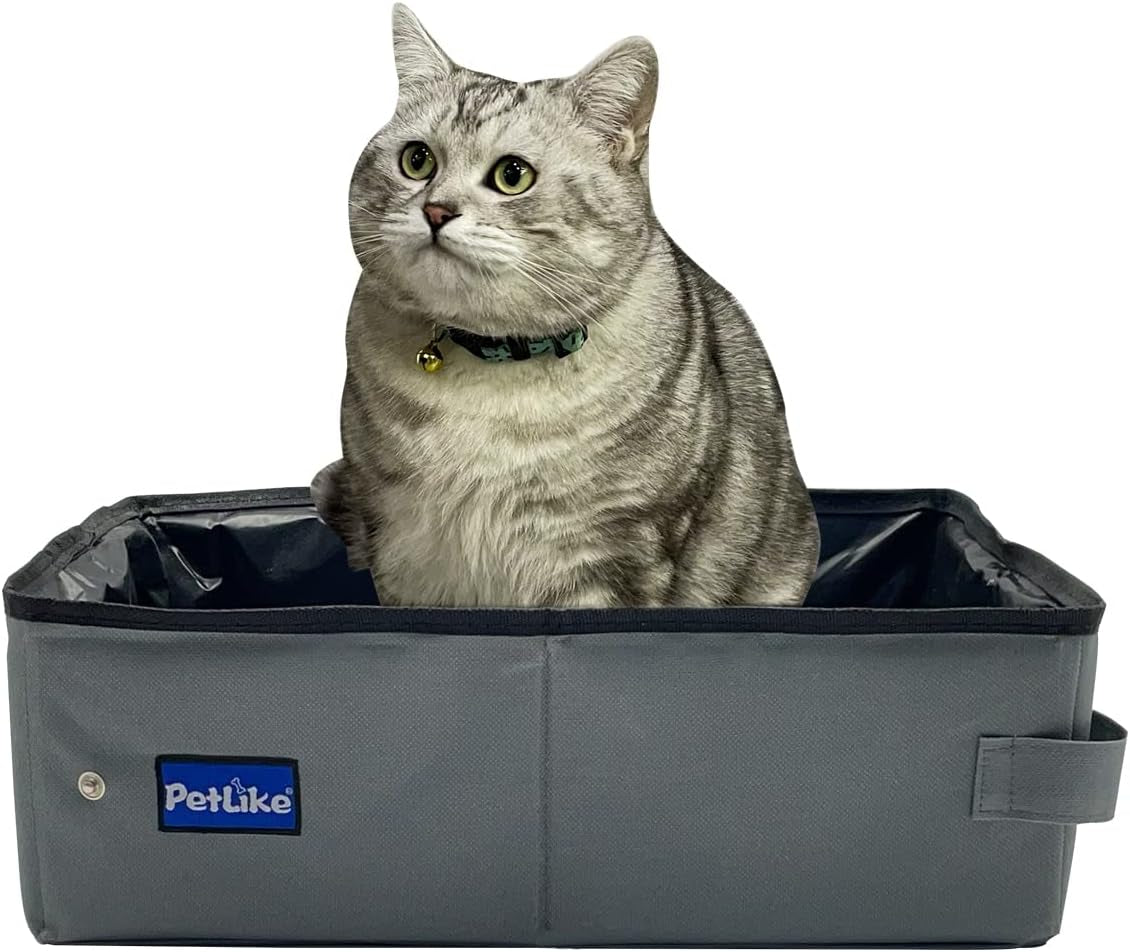Travel Cat Litter Box Foldable, Leak-Proof Portable Litter Box, Collapsible Cat Litter Box for Small Medium Cats