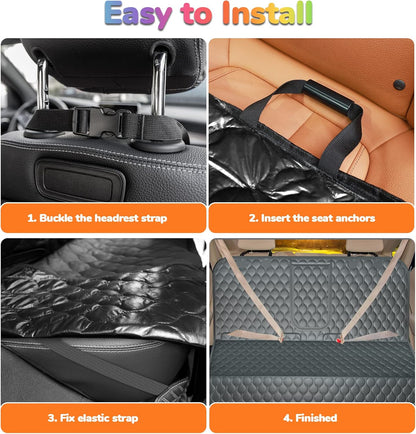 100% Waterproof Pet Seat Cover Car Seat Cover for Pets - Scratch Proof & Nonslip Backing & Hammock, Quilted, Padded, Durable Pet Seat Covers for Cars Trucks and Suvs