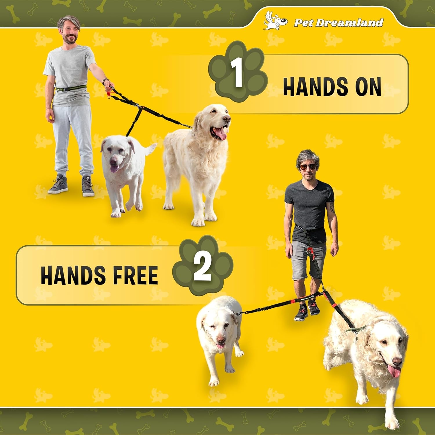 Exquisite Double Dog Leash for Large Dogs | Hands Free Dog Leash 2 Dogs | Waist Dog Leash for Large Dogs | Two Dog Leash for Large Dogs | Leash for Big Dogs | Hands Free Running Dog Leash