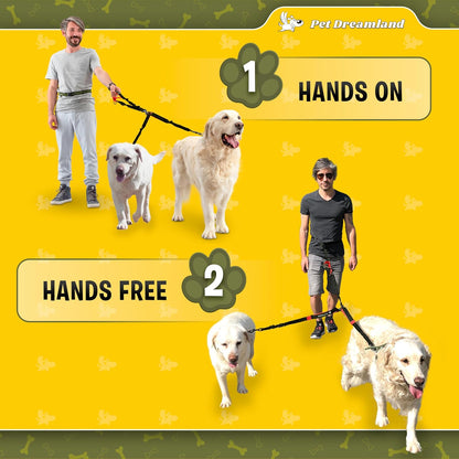 Exquisite Double Dog Leash for Large Dogs | Hands Free Dog Leash 2 Dogs | Waist Dog Leash for Large Dogs | Two Dog Leash for Large Dogs | Leash for Big Dogs | Hands Free Running Dog Leash