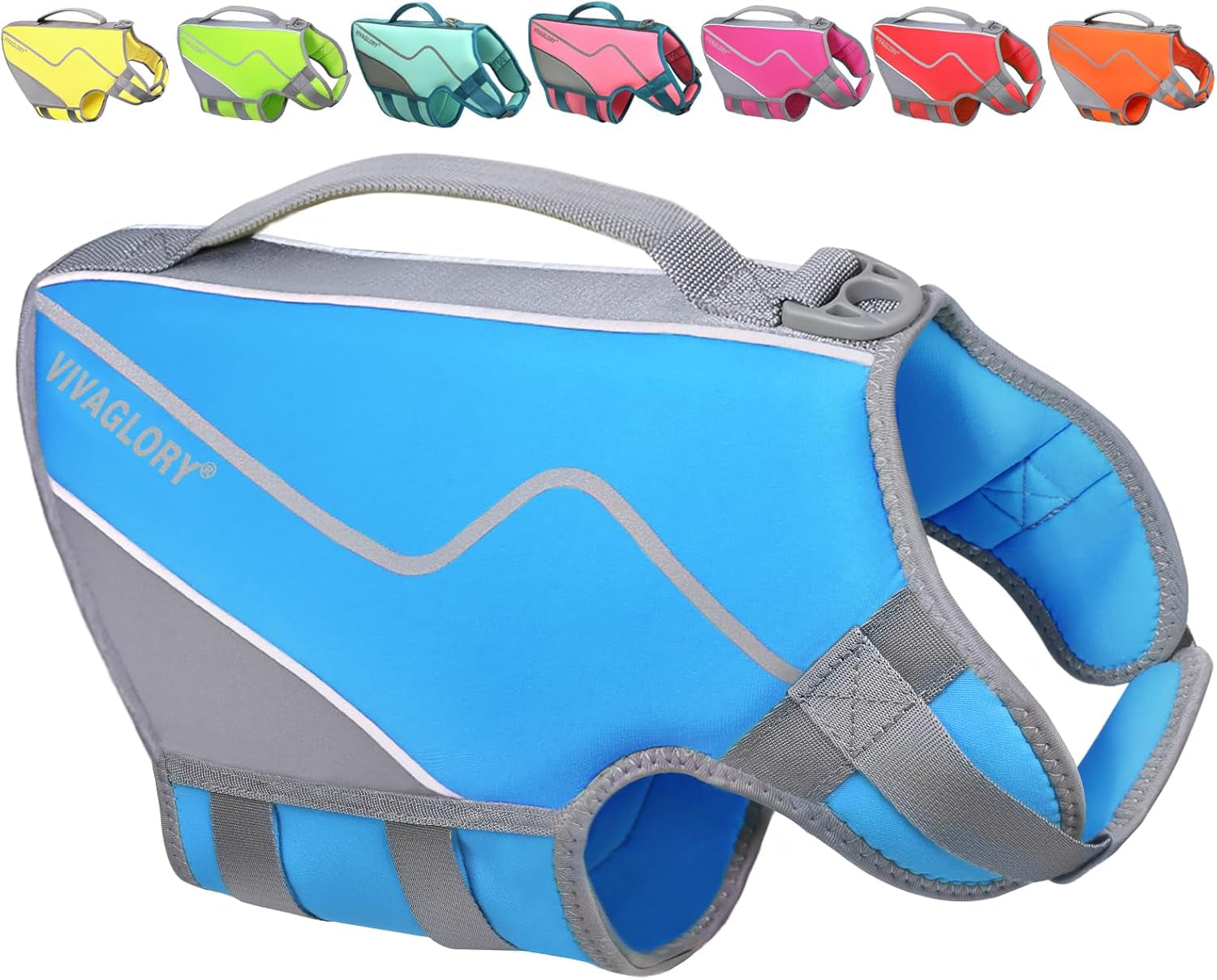 Life Jacket for Dogs of Sports Style, Water Vest Jacket for Dog, Heavy Duty Pet Safety Vest, Comfortable Neoprene Lifejackets with Hook & Loop Closure, Blue, Xsmall