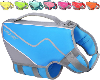 Life Jacket for Dogs of Sports Style, Water Vest Jacket for Dog, Heavy Duty Pet Safety Vest, Comfortable Neoprene Lifejackets with Hook & Loop Closure, Blue, Xsmall