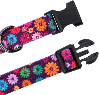 Girl Dog Collars Spring Cute Daisy Flower Pattern Lovely Print and American Flag Print Dog Collar