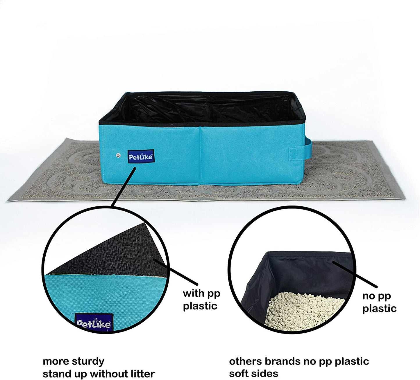 Travel Cat Litter Box Foldable, Leak-Proof Portable Litter Box, Collapsible Cat Litter Box for Small Medium Cats