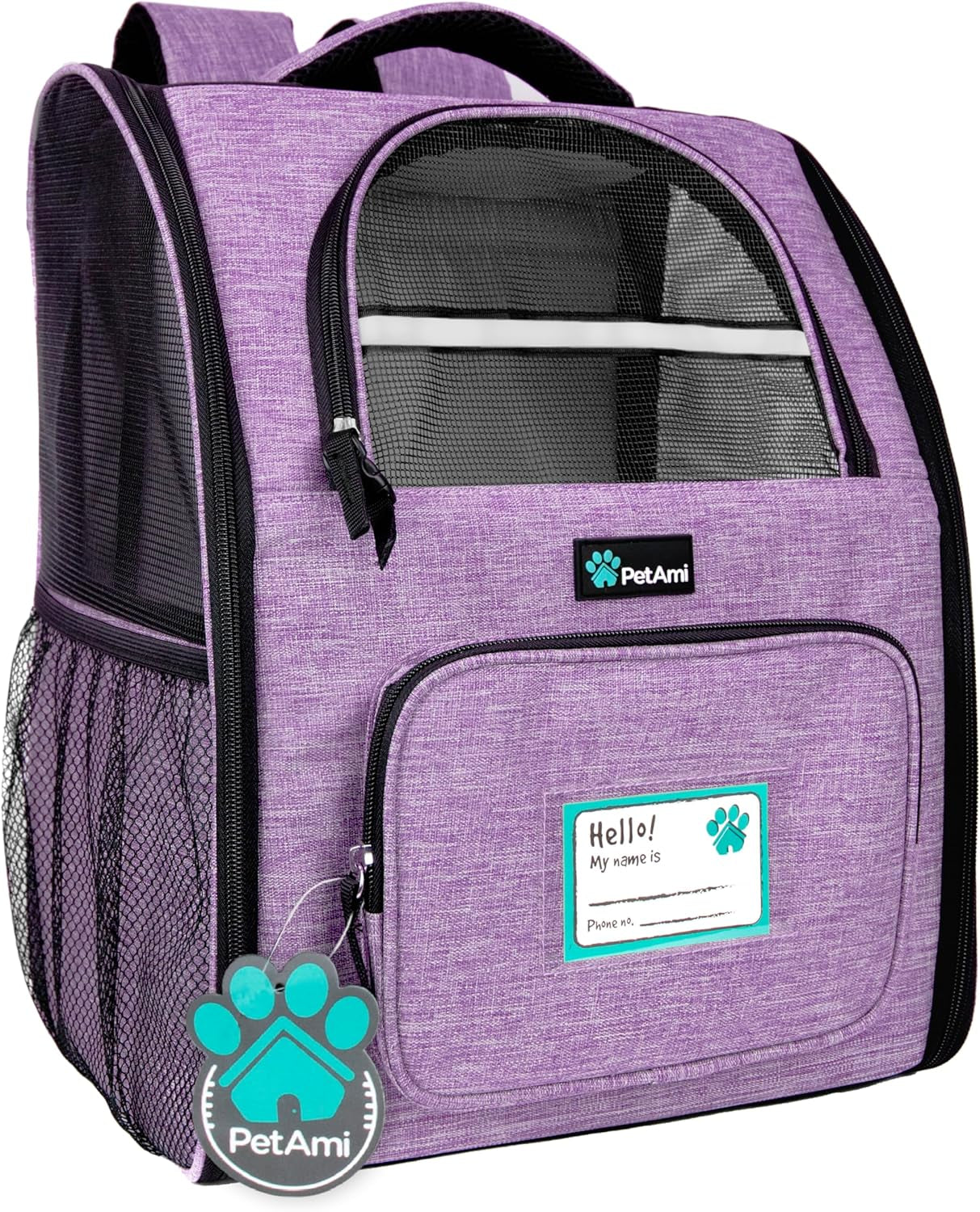 Deluxe Pet Carrier Backpack for Small Cats and Dogs, Puppies | Ventilated Design, Two-Sided Entry, Safety Features and Cushion Back Support | for Travel, Hiking, Outdoor Use
