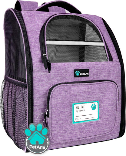 Deluxe Pet Carrier Backpack for Small Cats and Dogs, Puppies | Ventilated Design, Two-Sided Entry, Safety Features and Cushion Back Support | for Travel, Hiking, Outdoor Use
