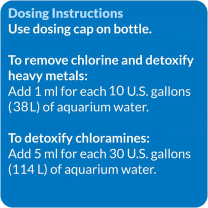 TAP Water Conditioner, Instantly Neutralizes Chlorine, Chloramines and Other Chemicals to Make Tap Water Safe for Fish, Highly Concentrated, Use When Adding or Changing Water and When Adding Fish