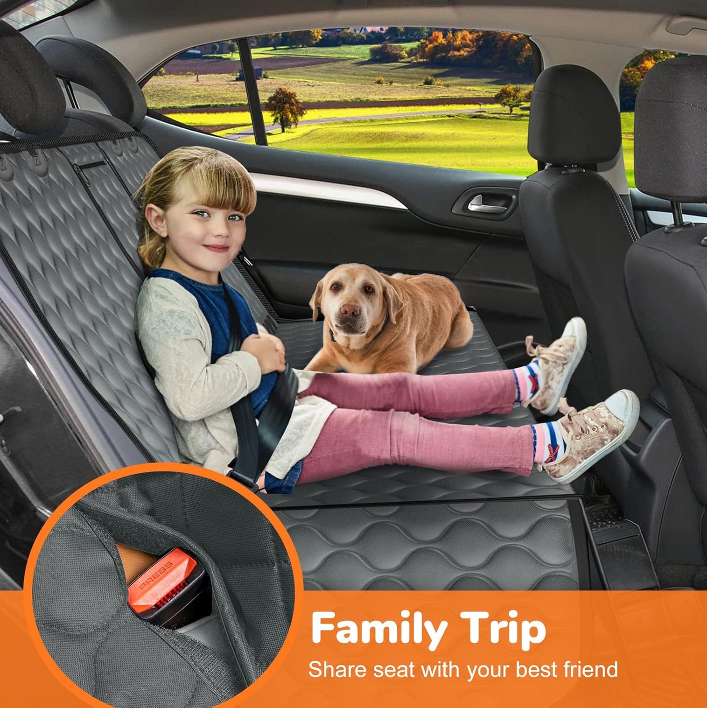 100% Waterproof Pet Seat Cover Car Seat Cover for Pets - Scratch Proof & Nonslip Backing & Hammock, Quilted, Padded, Durable Pet Seat Covers for Cars Trucks and Suvs